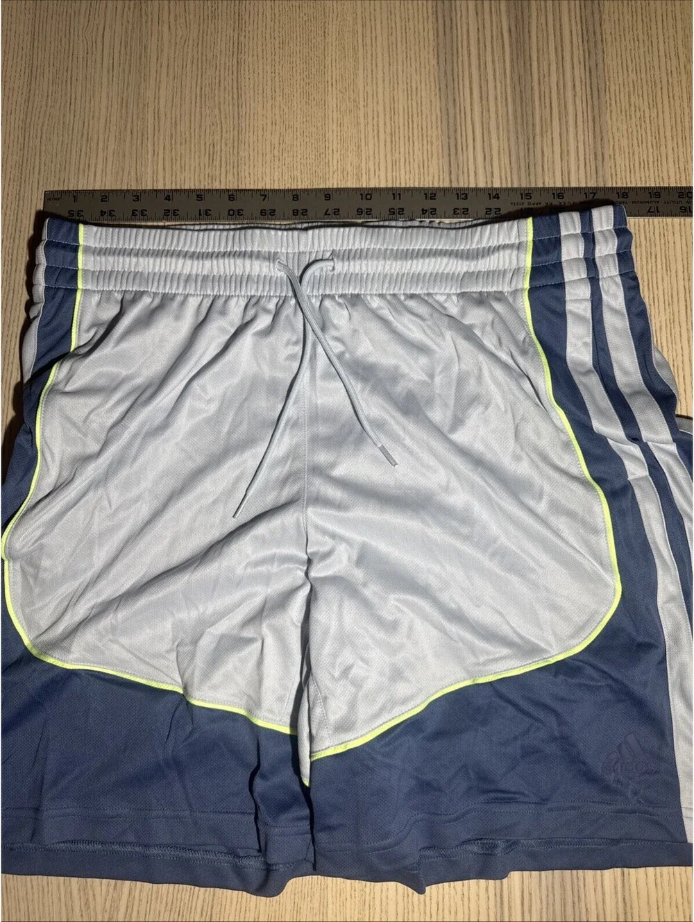 Adidas Men's Own The Run Shorts Gray Blue Neon Green Accent Athletic Size XL